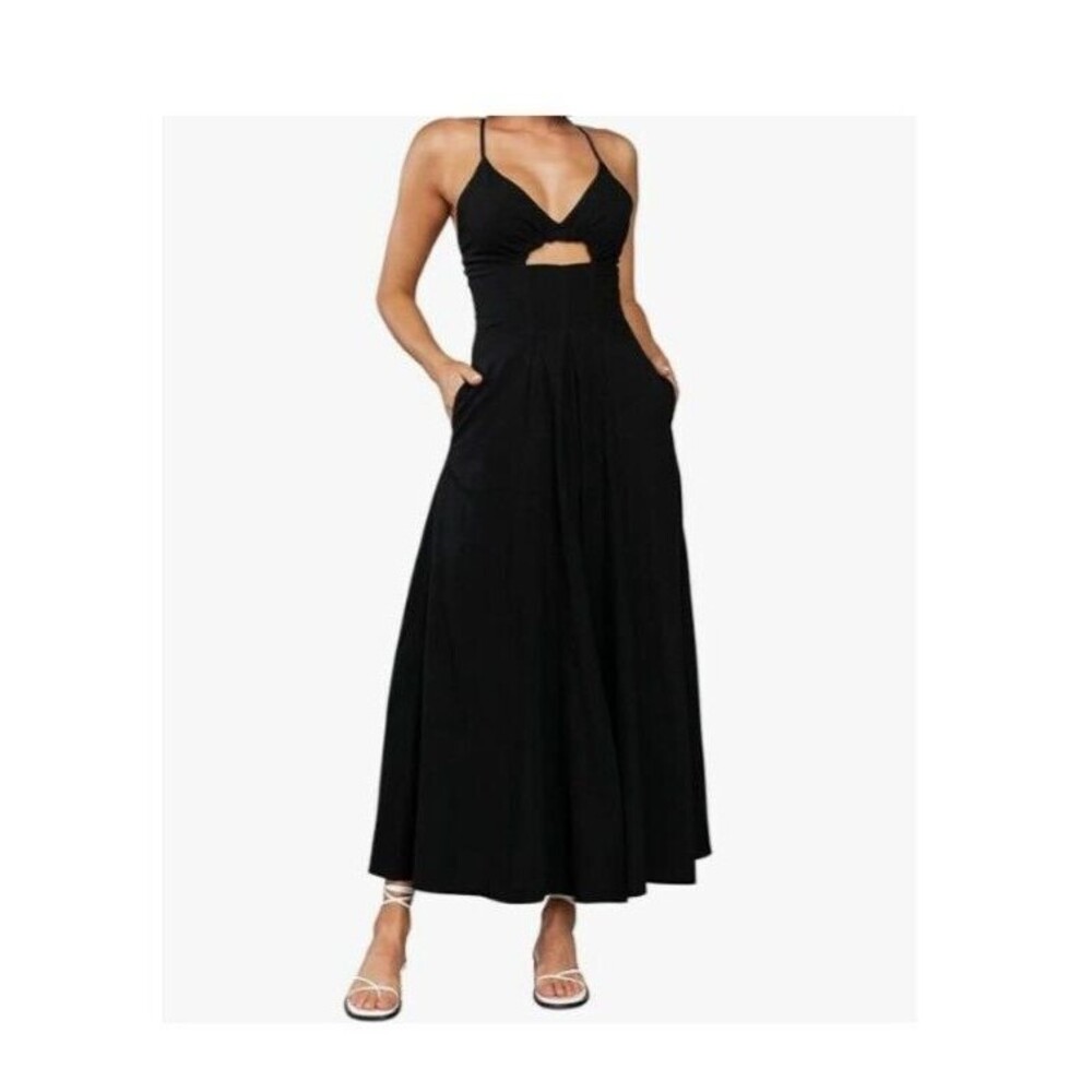 Aeri Deep V Neck Cutout Dress 90's Y2K Black Whimsigoth Dark Fairy Party XXL NWT